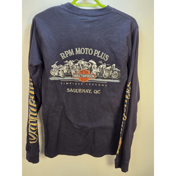 Harley-Davidson Long Sleeves T-Shirt Black Hanes Beefy-T Size Small RPM Saguenay - Picture 4 of 11
